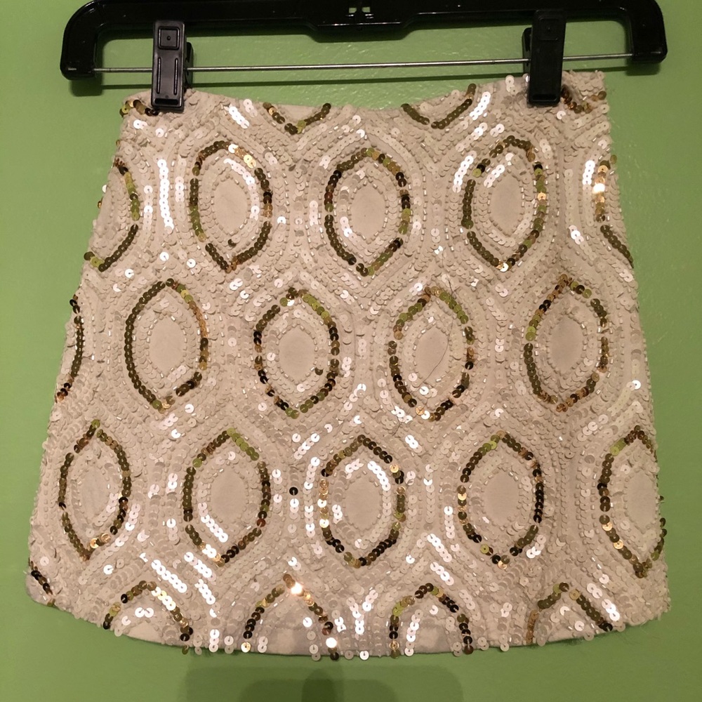 Flowers by Zoe Kids White & Gold Sequin Skirt